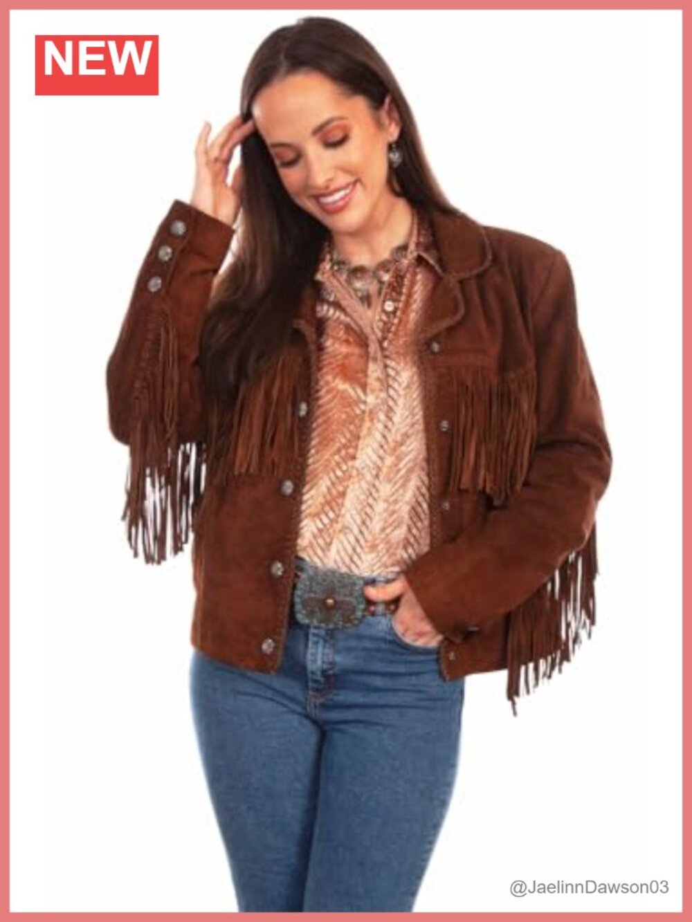 Scully Suede Fringe Jacket Western Style Lacing Snap Front